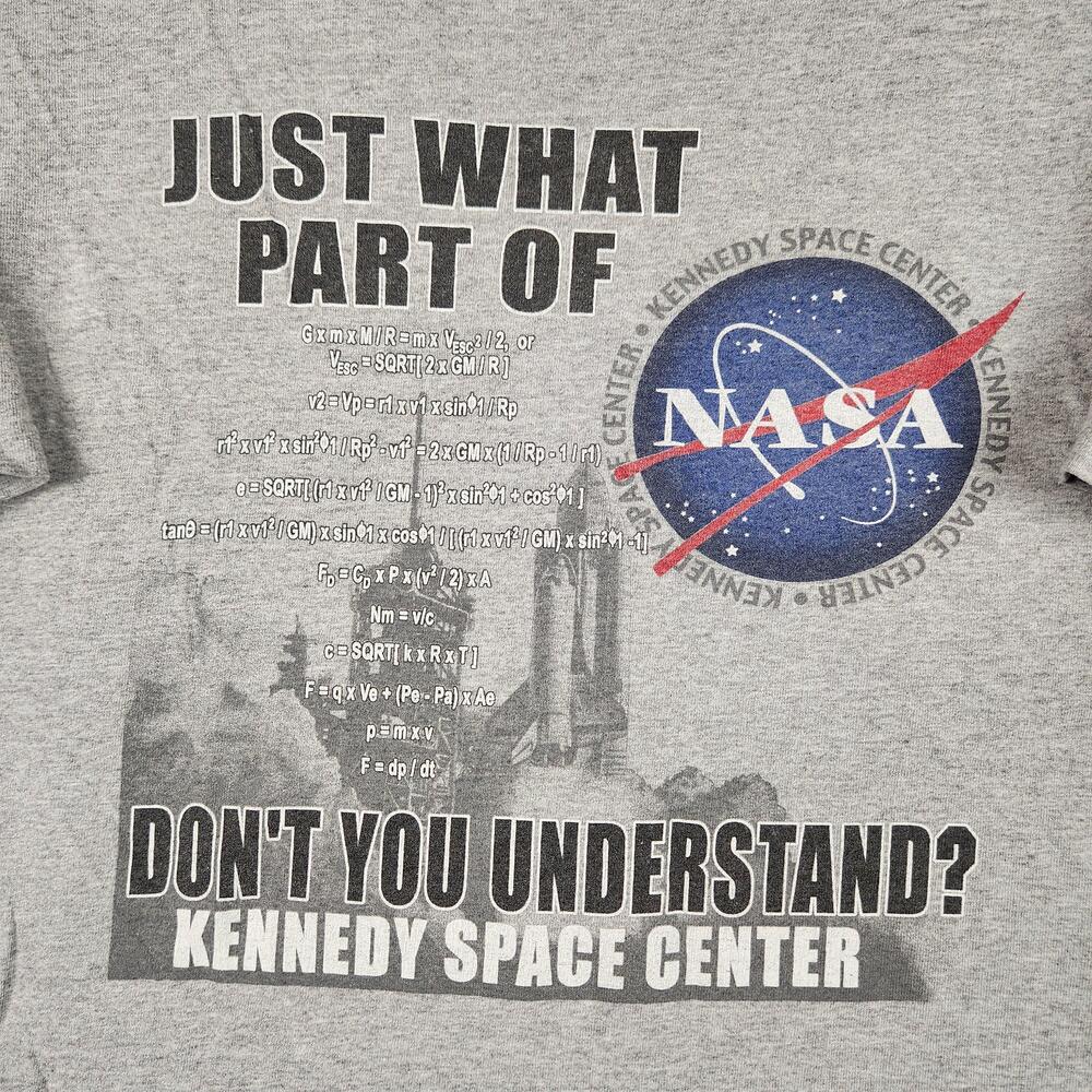 NASA Kennedy Space Center Shirt Mens Large Gray Rocket Science Funny Graphic Y2k